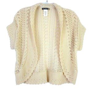 Sweaterworks Open Shrug Sweater Beige Lace Crochet Knit